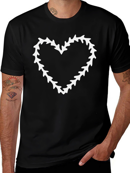 Edgy Heart Graphic T-Shirt - Black Cotton Tee