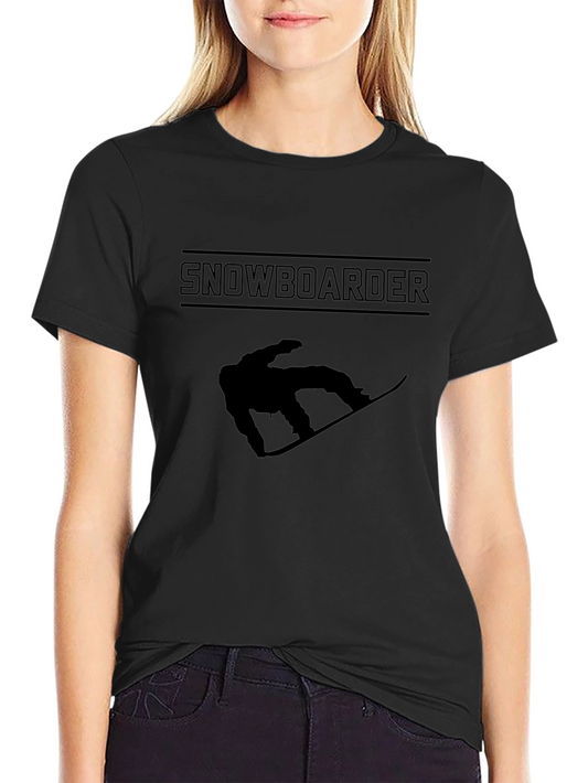 Snowboarder Graphic Tee - Black Cotton Casual T-Shirt