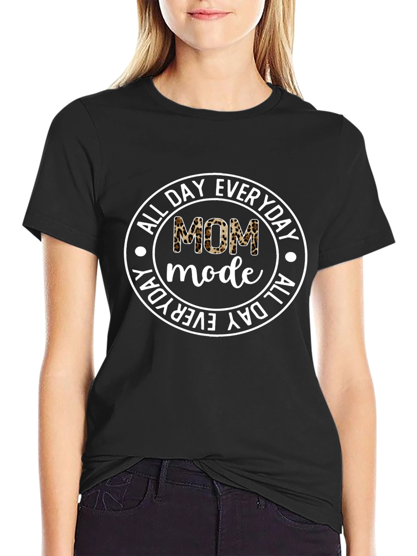 Mom Mode Everyday T-Shirt - Leopard Print