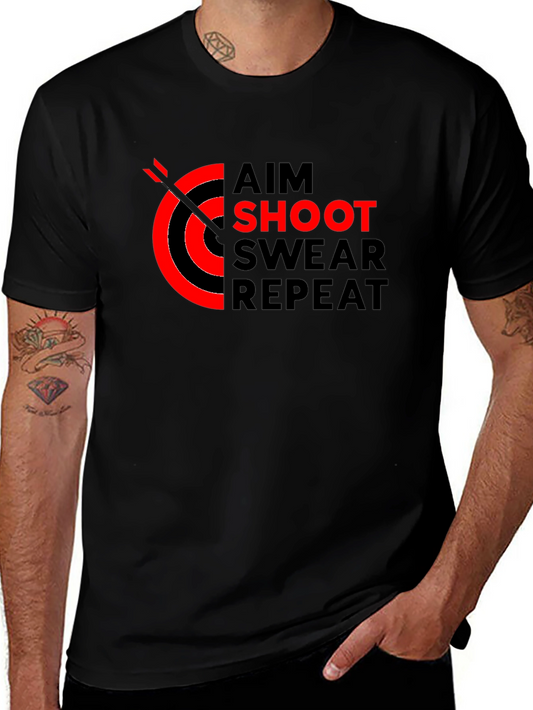 Aim Shoot Swear Repeat T-Shirt Black Archery