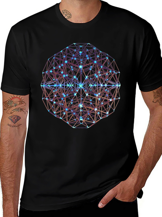 Geometric Sphere Graphic Print Black T-Shirt