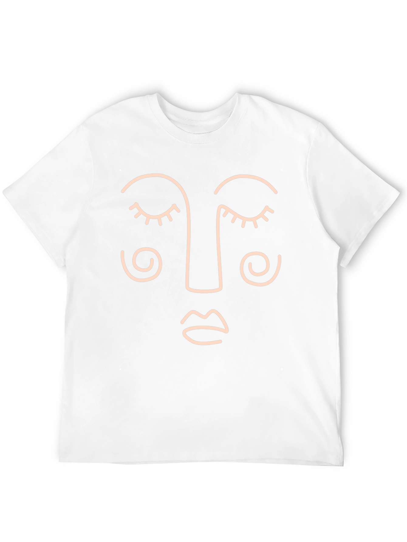 Minimalist Face Line Art Black T-Shirt