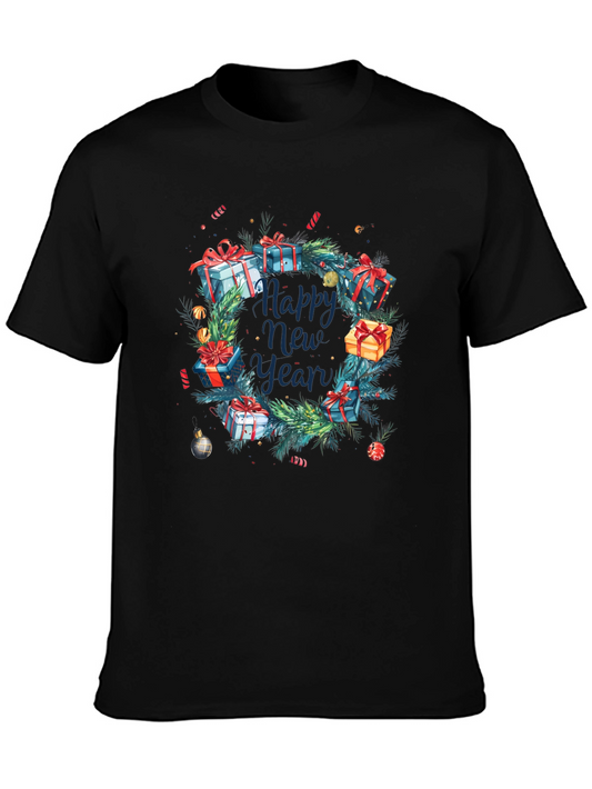 Festive New Year Wreath Graphic Tee