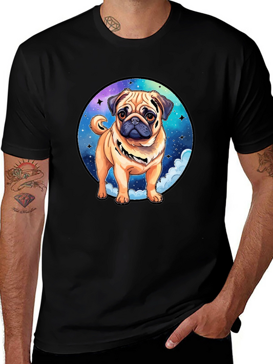Pug in Space Black T-Shirt