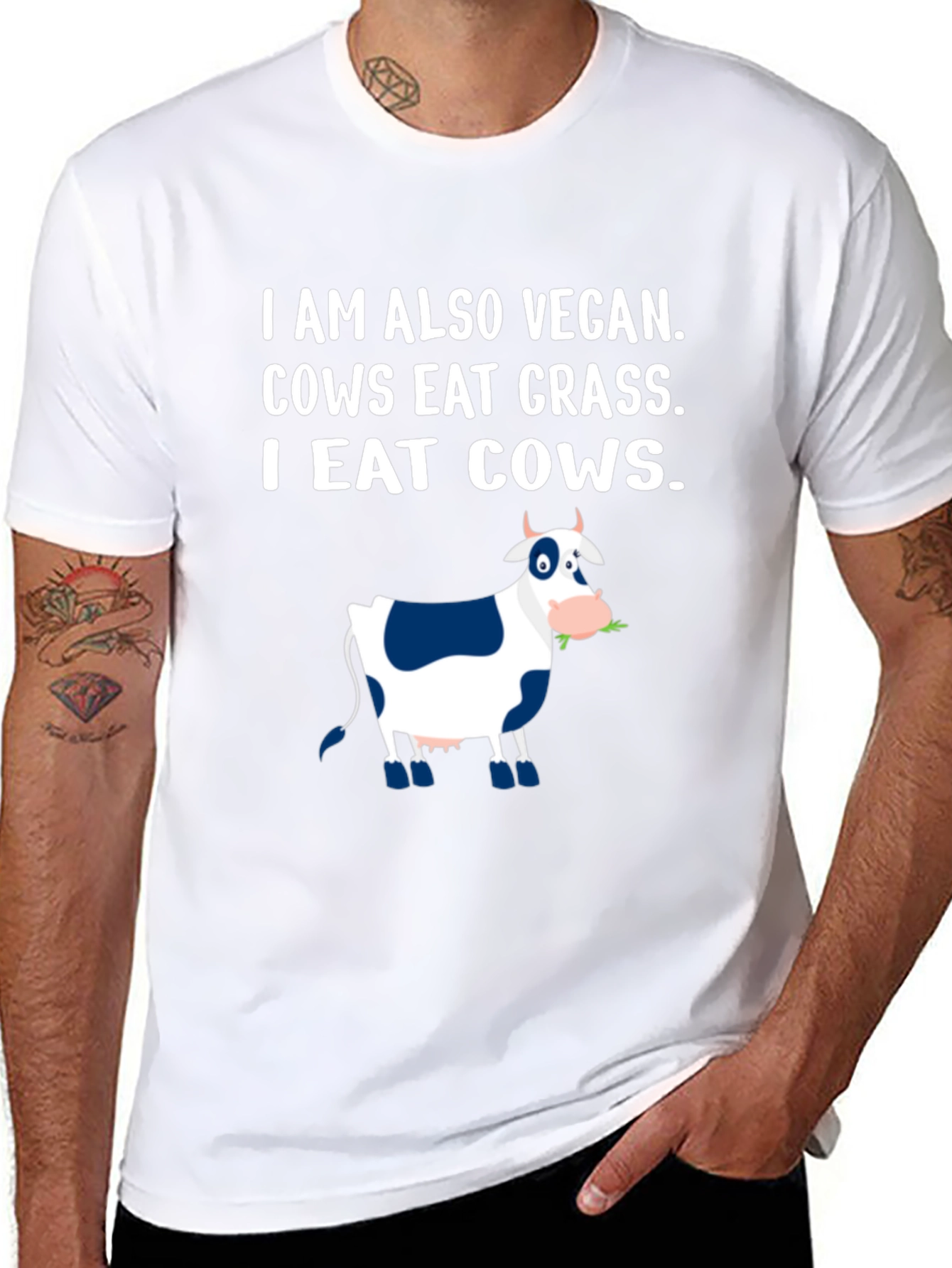 I Eat Cows Vegan Funny Graphic T-Shirt