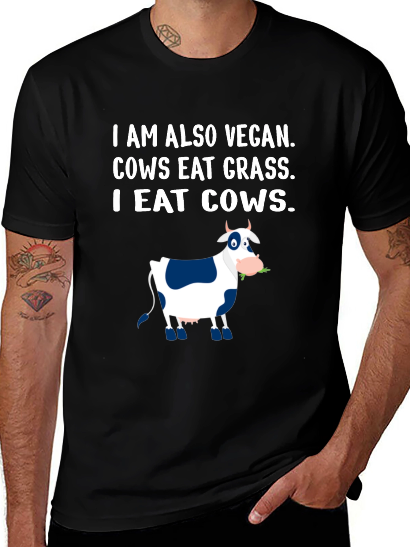I Eat Cows Vegan Funny Graphic T-Shirt