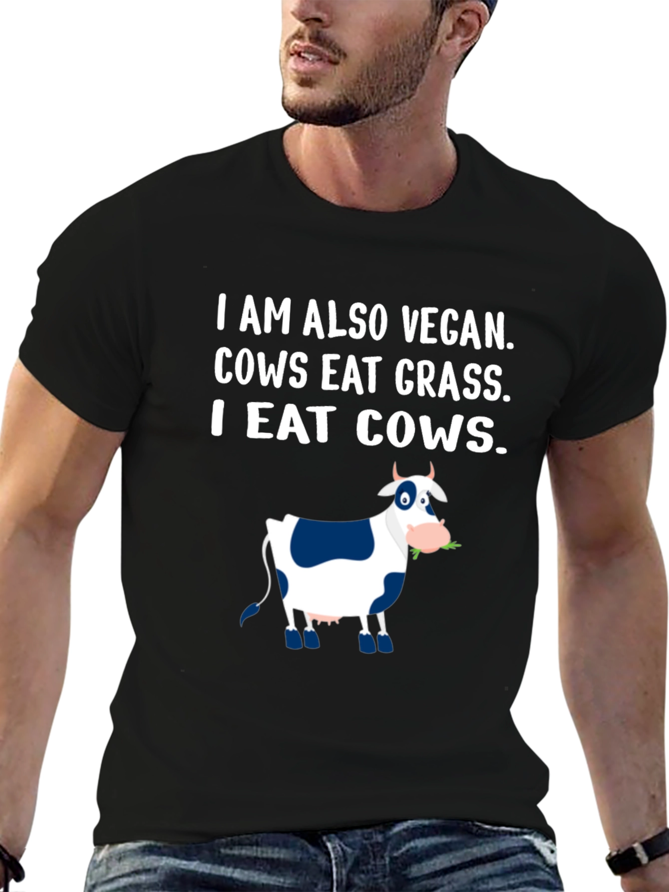 I Eat Cows Vegan Funny Graphic T-Shirt