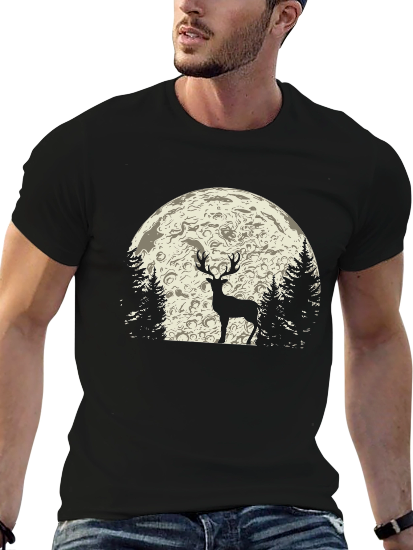Deer in Moonlight Graphic T-Shirt