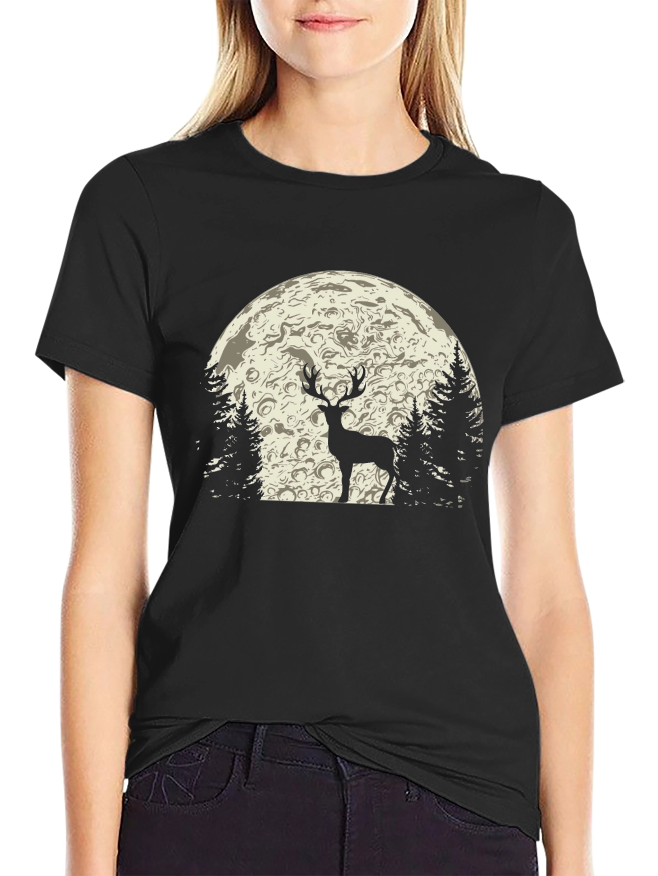 Deer in Moonlight Graphic T-Shirt