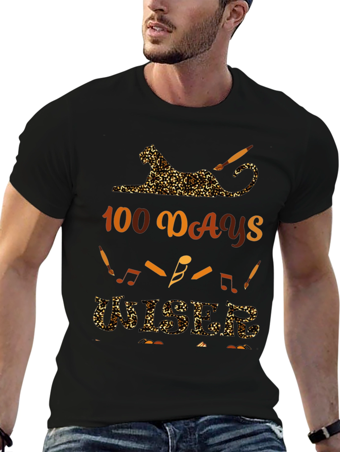 100 Days Musician Leopard Print T-Shirt