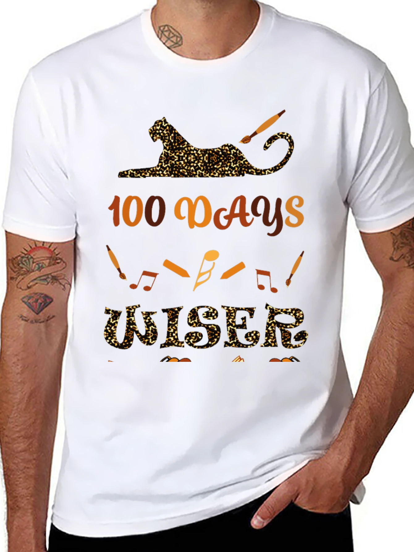 100 Days Musician Leopard Print T-Shirt