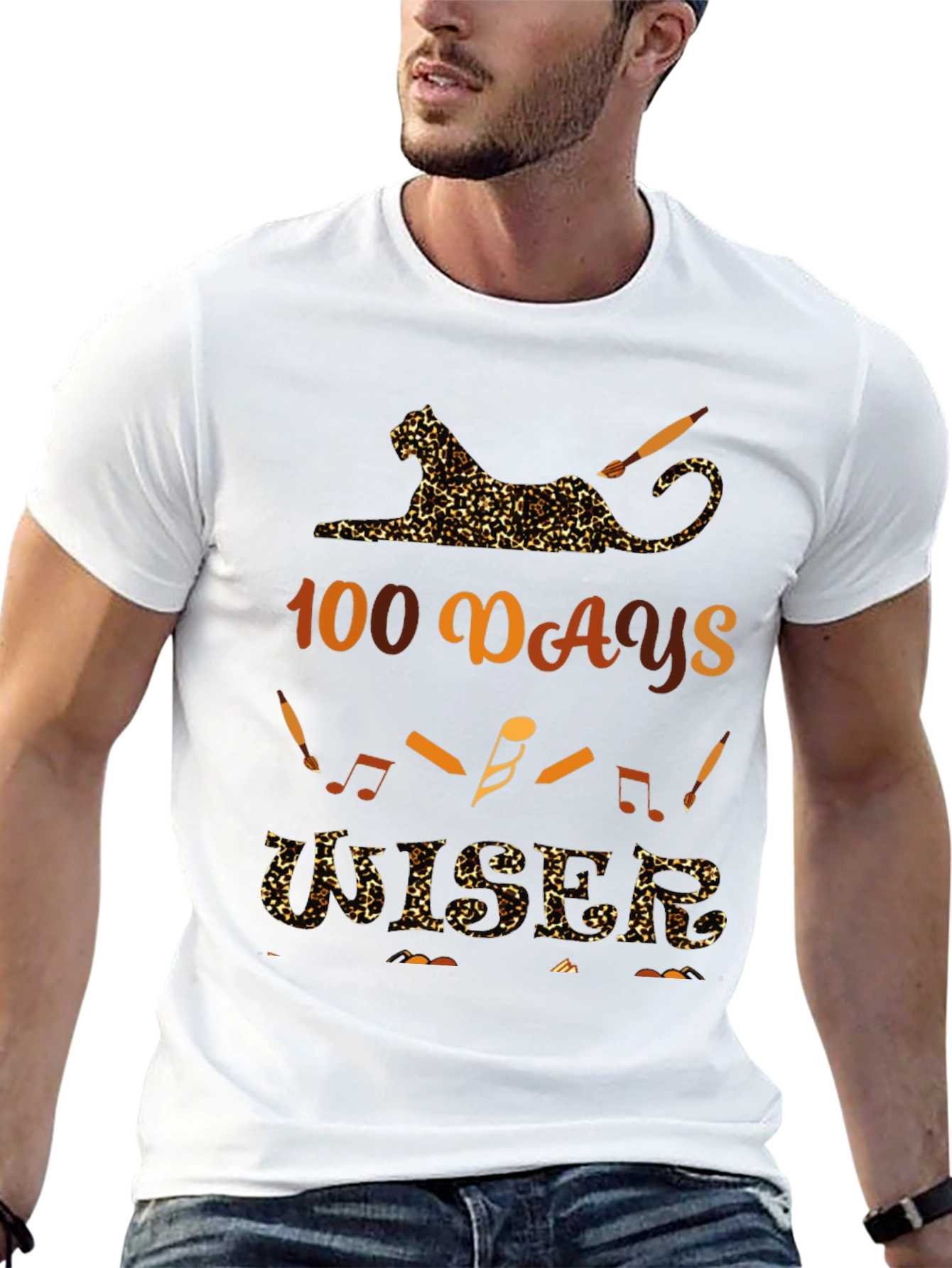 100 Days Musician Leopard Print T-Shirt
