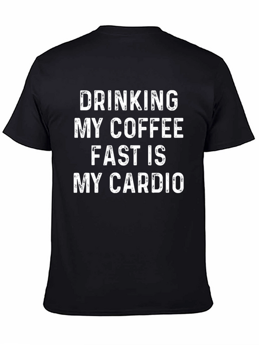 Funny Coffee Cardio Black Graphic T-Shirt