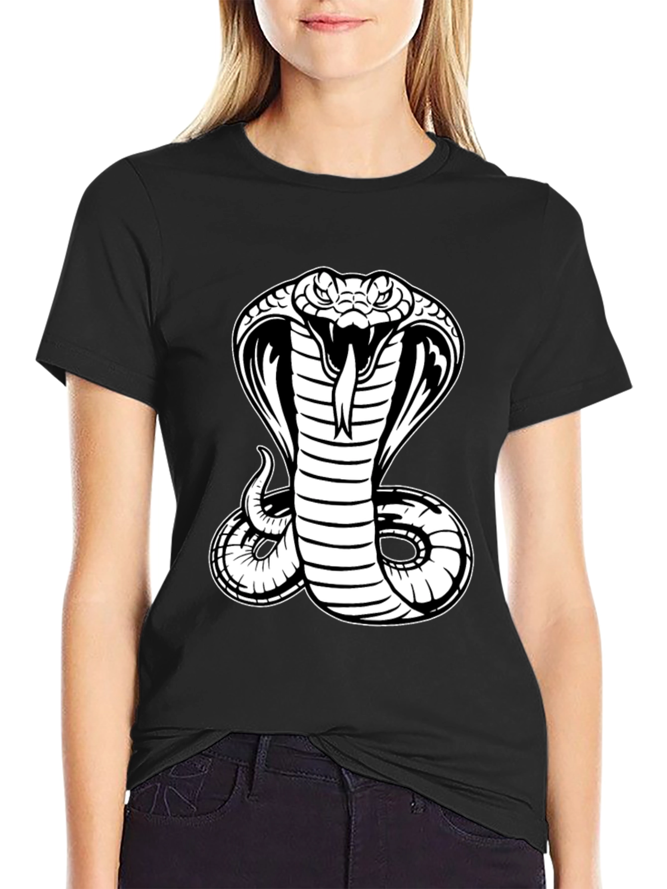 Black T-Shirt with Cobra Graphic