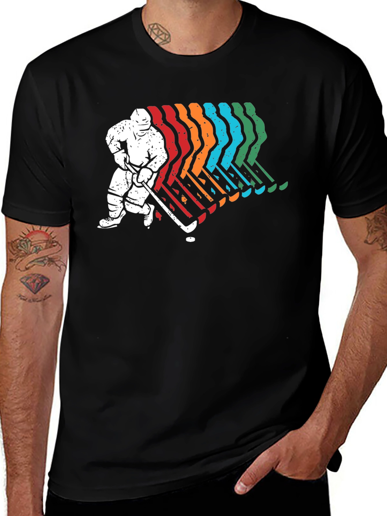 Retro Hockey Player Graphic T-Shirt