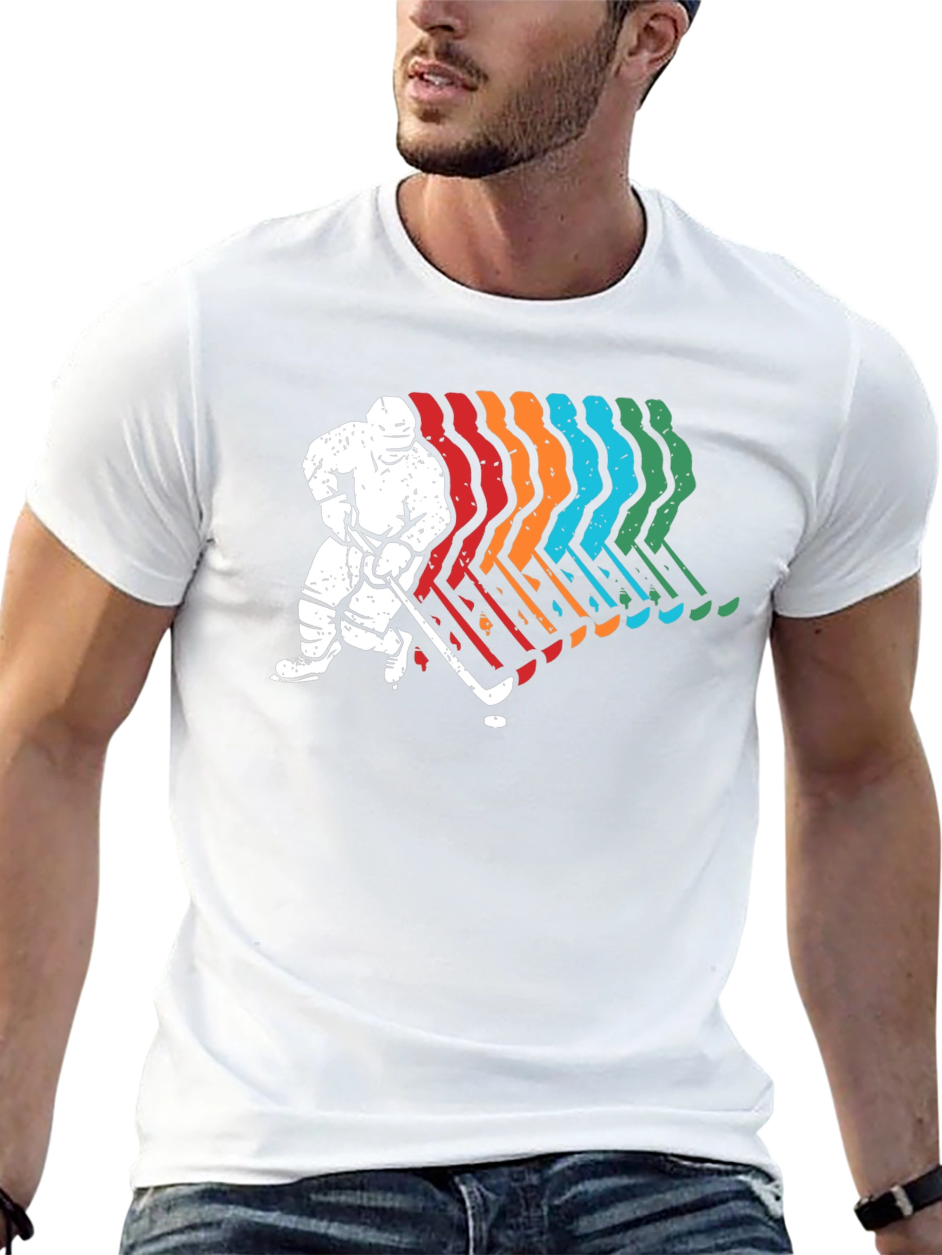 Retro Hockey Player Graphic T-Shirt