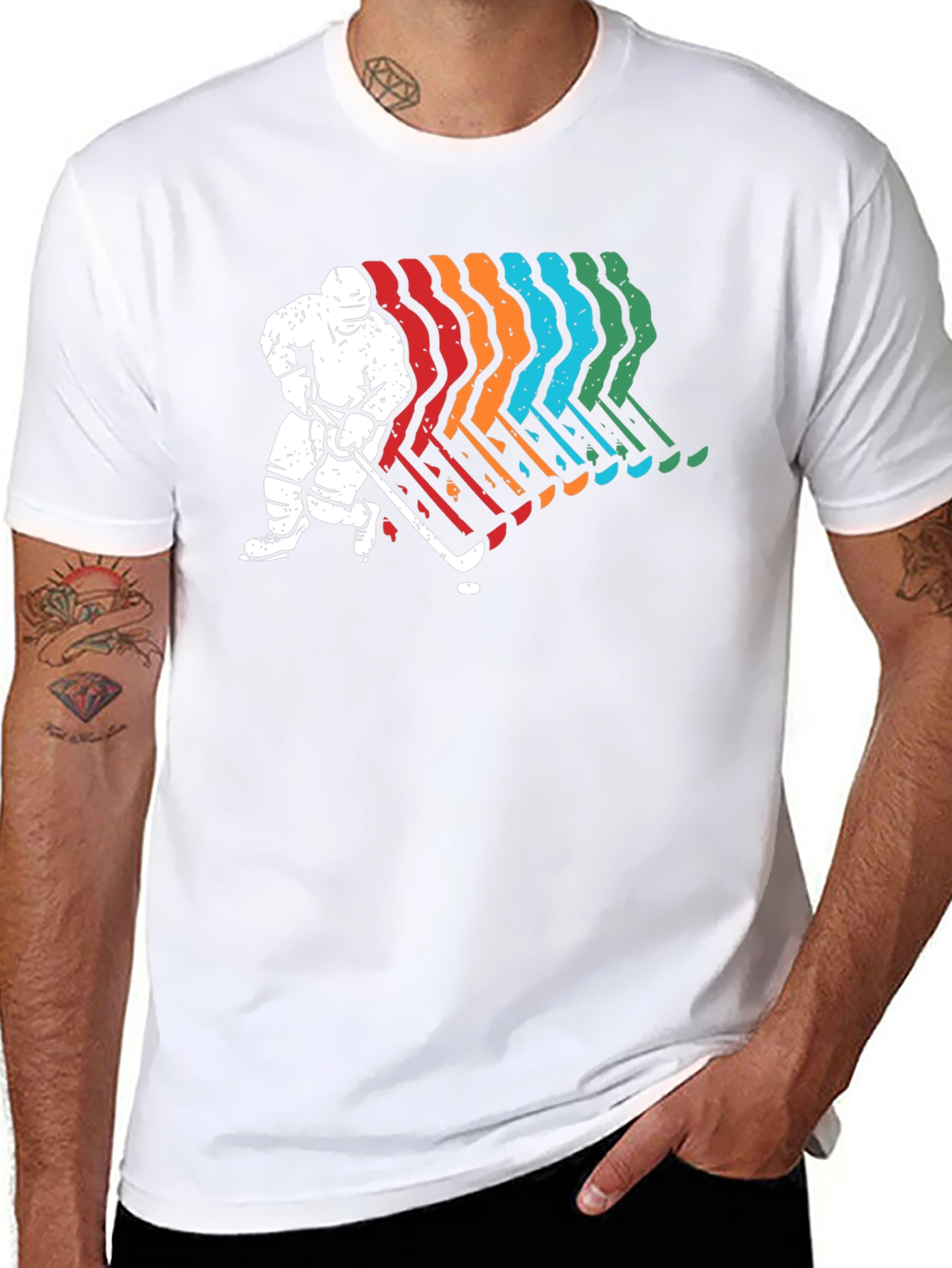 Retro Hockey Player Graphic T-Shirt