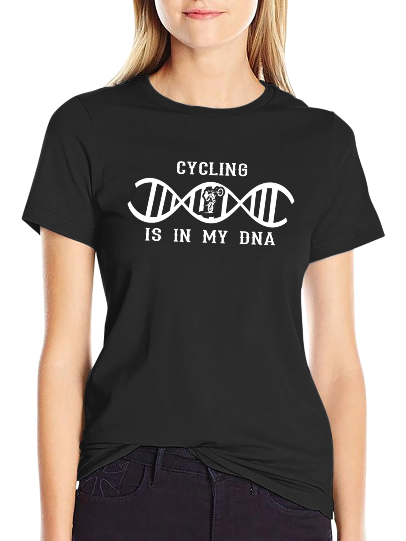 Cycling DNA Graphic Tee - Black Cotton T-Shirt