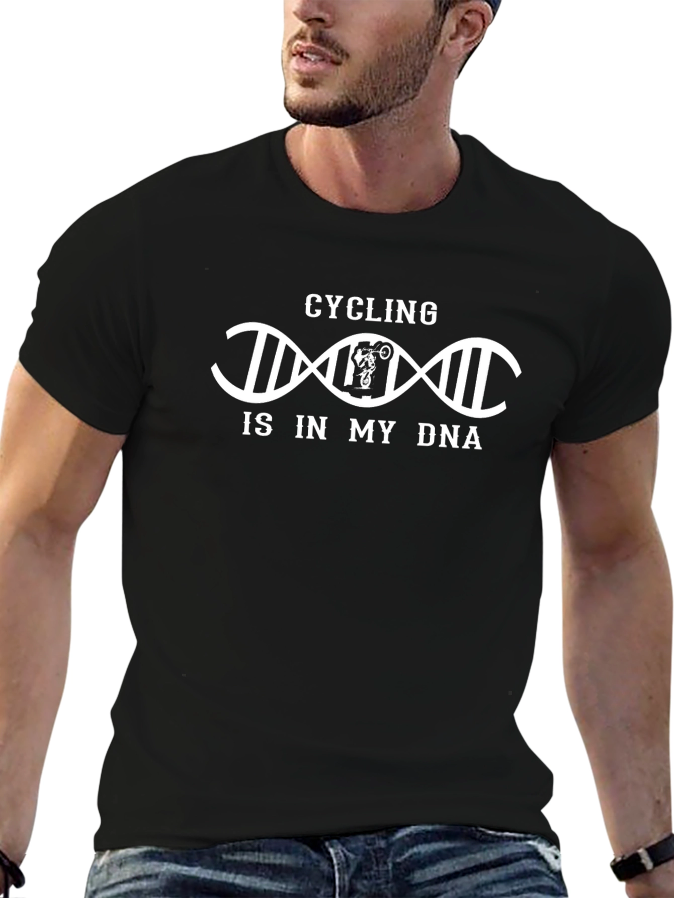 Cycling DNA Graphic Tee - Black Cotton T-Shirt