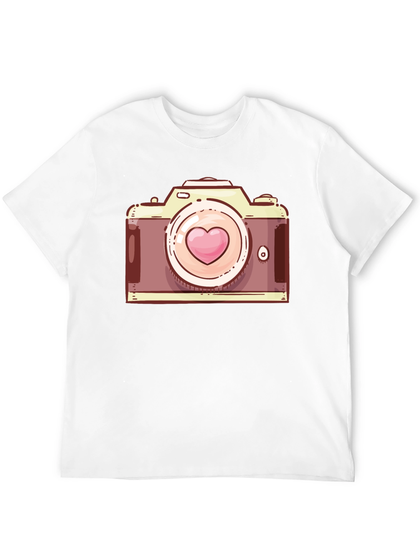 Heart Camera Graphic T-Shirt - Casual Style