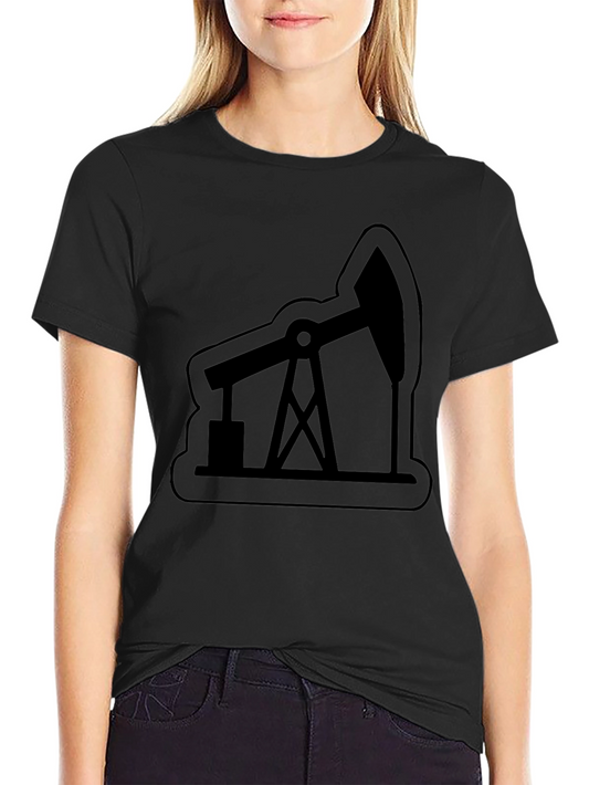Oil Rig Graphic Tee - Modern Black T-Shirt