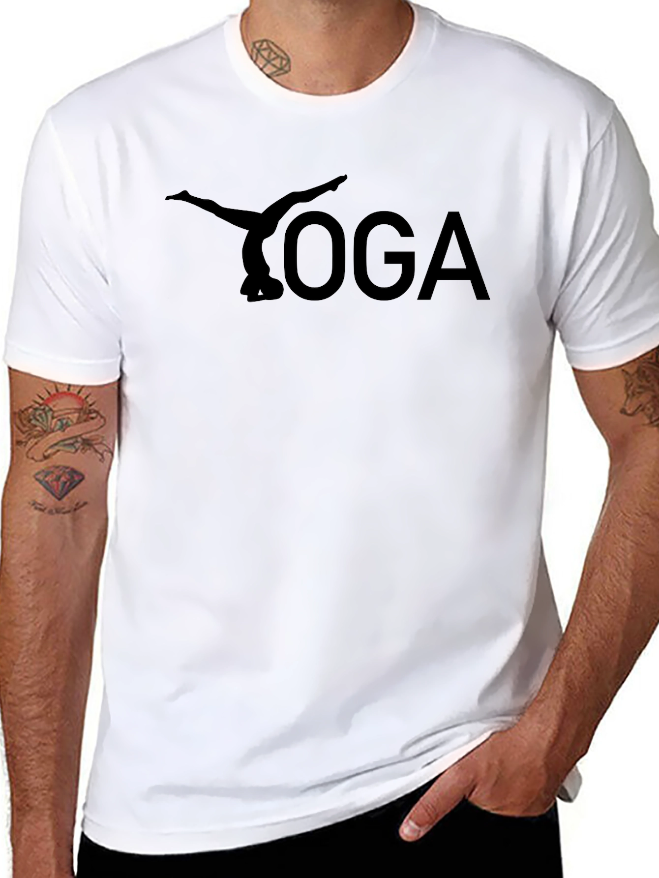 Yoga Pose Graphic Tee - Black Cotton Comfort