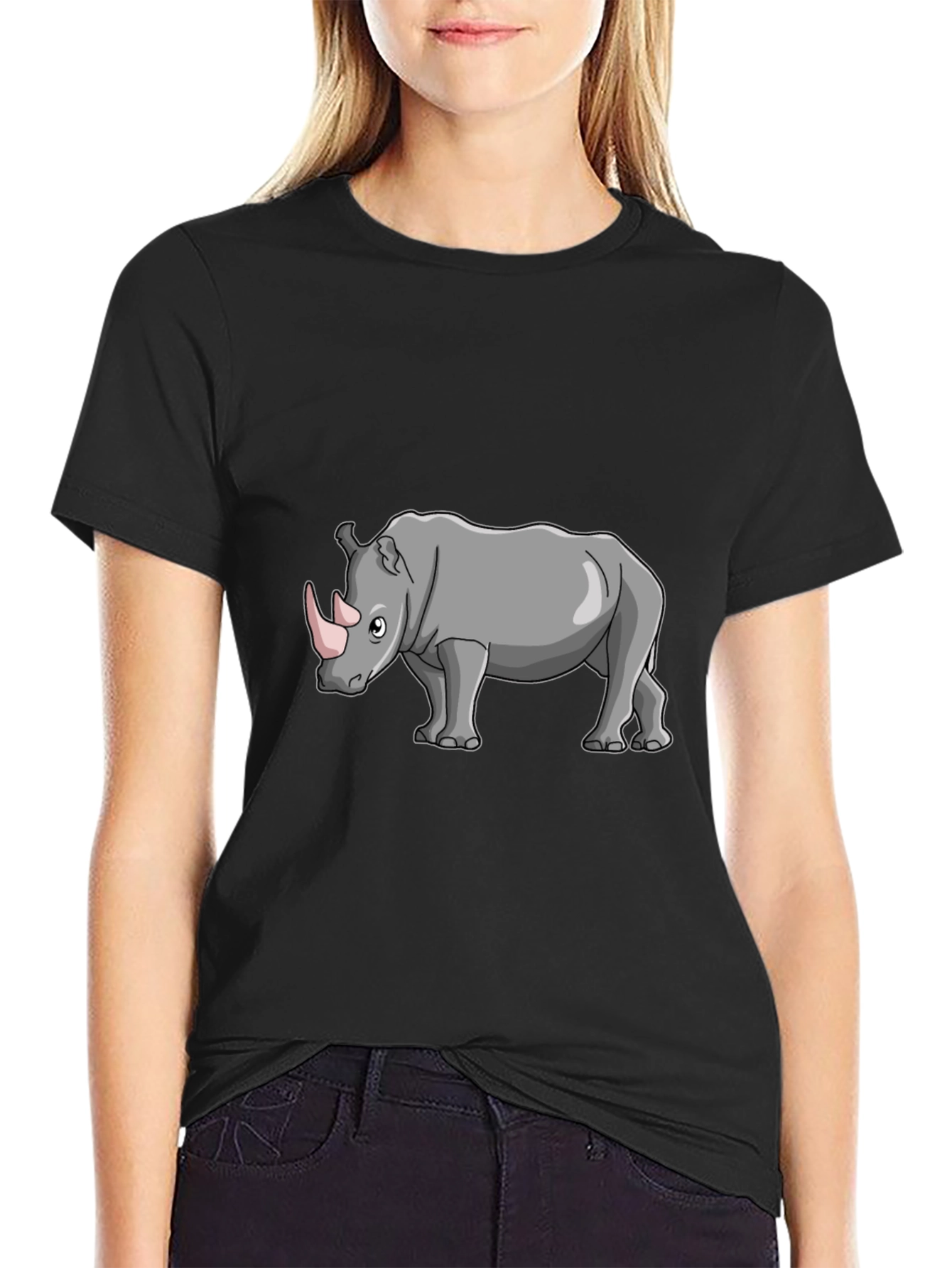 Cartoon Rhino Graphic T-Shirt