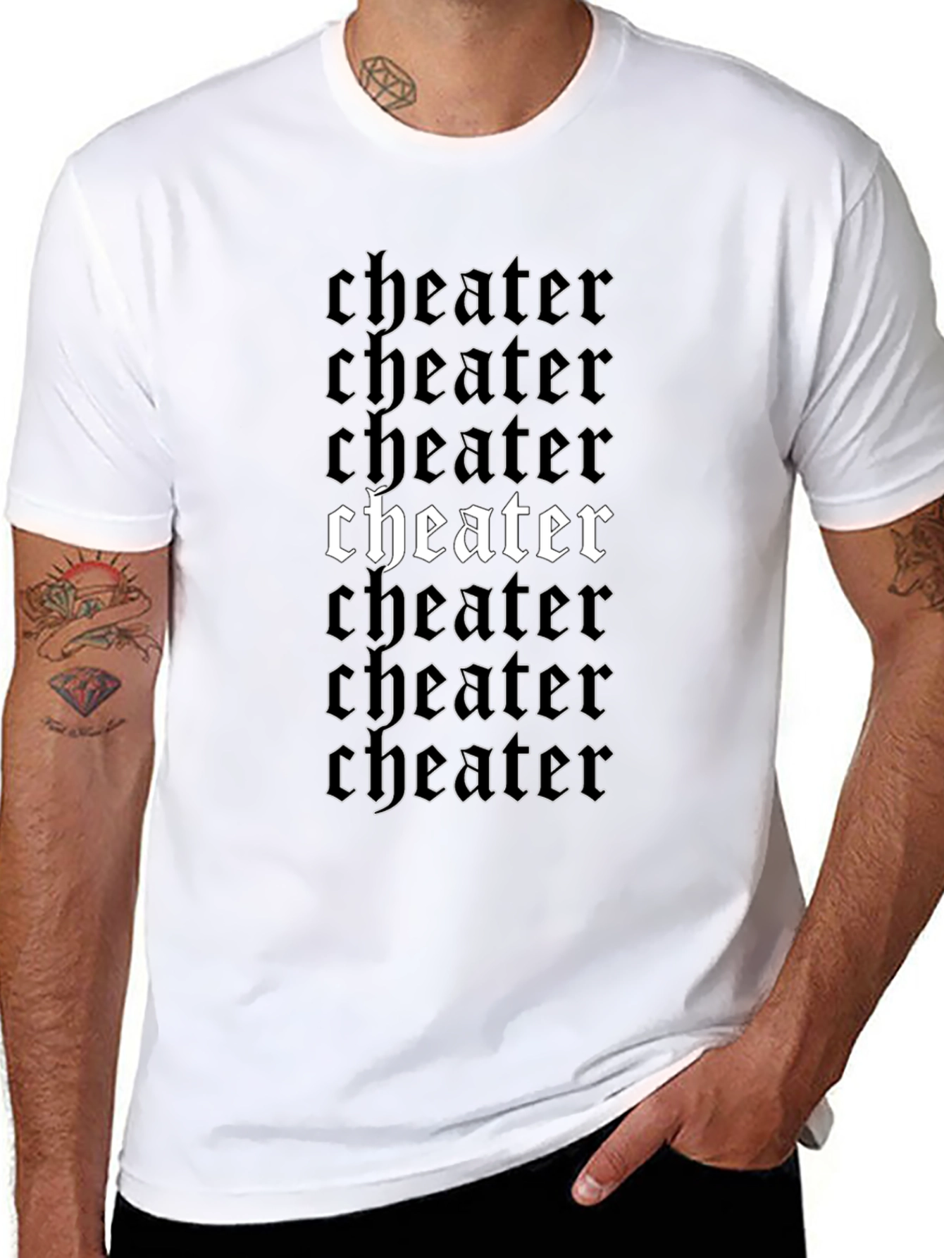 Cheater Graphic T-Shirt Black Cotton Tee for Men