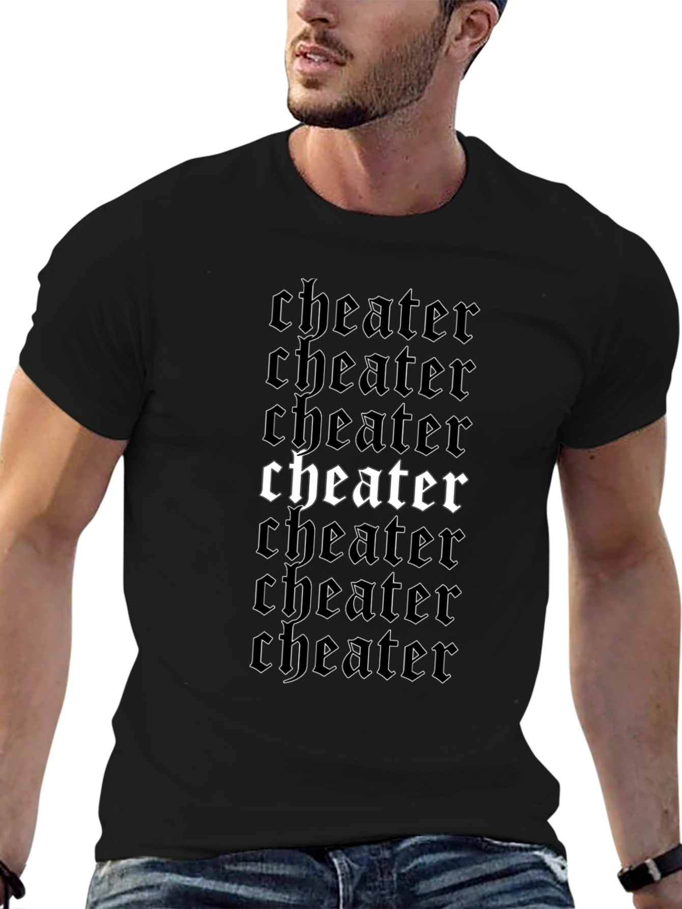 Cheater Graphic T-Shirt Black Cotton Tee for Men
