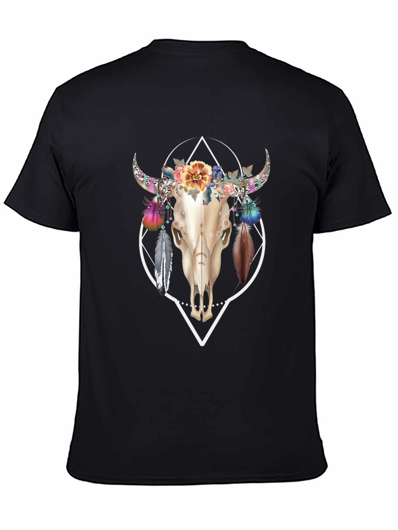 Bull Skull Floral T-Shirt - Unique Graphic Tee