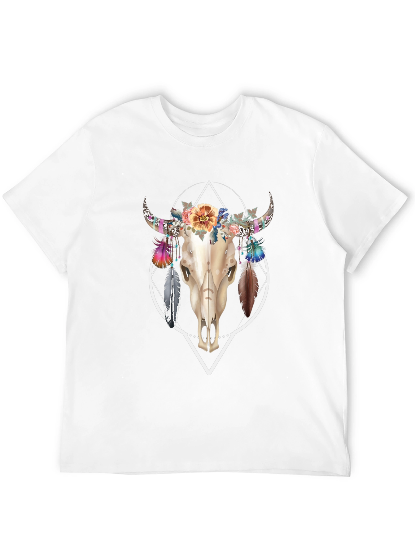 Bull Skull Floral T-Shirt - Unique Graphic Tee