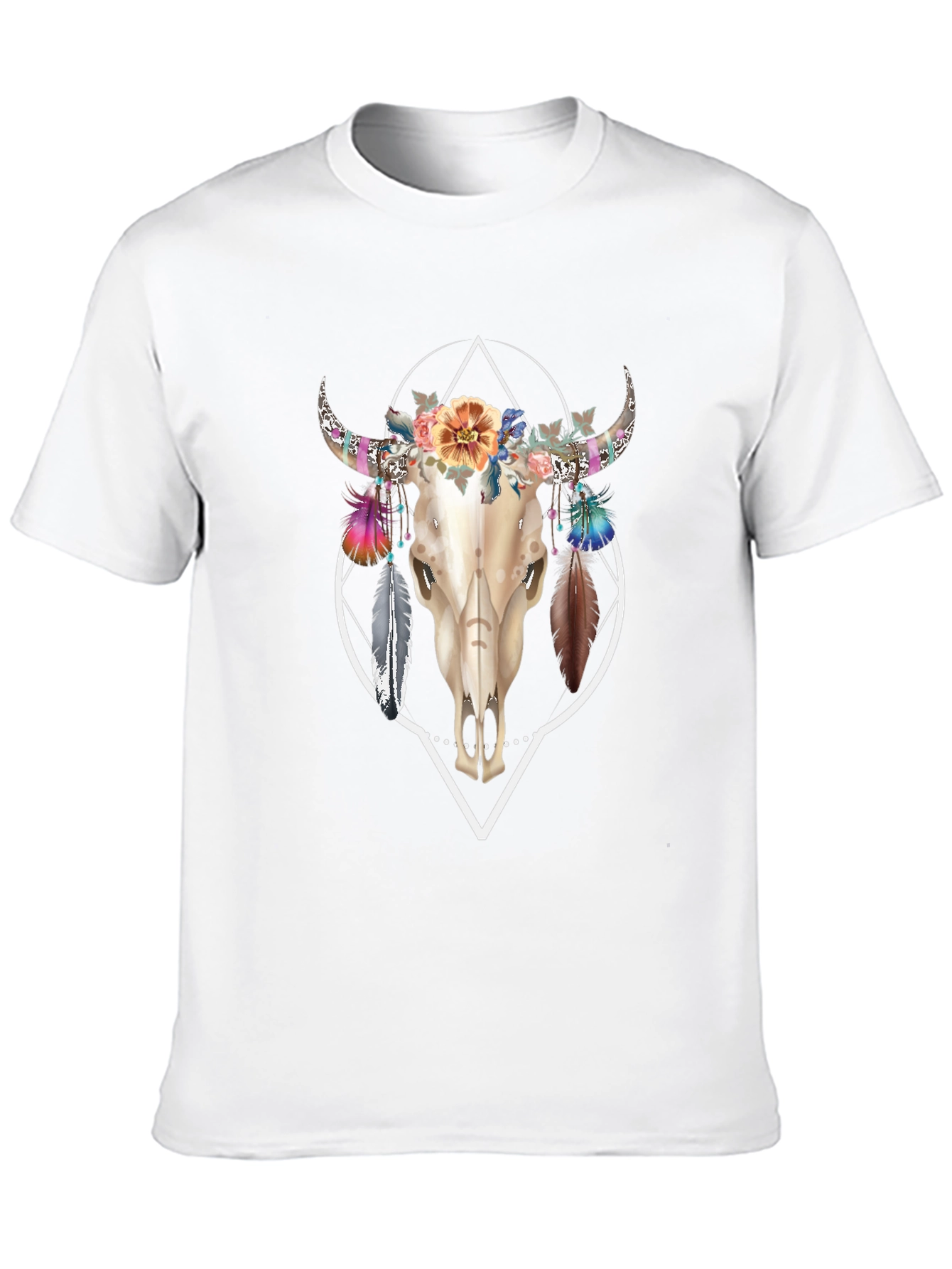 Bull Skull Floral T-Shirt - Unique Graphic Tee