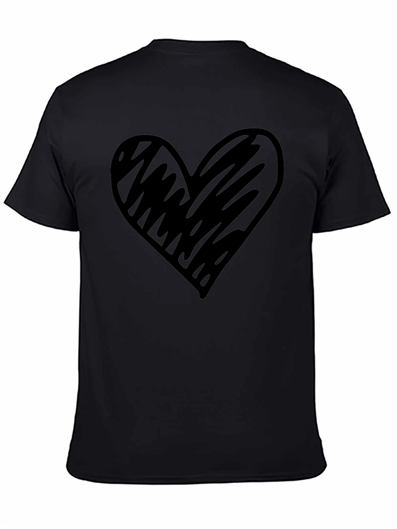 Mens Black T-Shirt with Heart Graphic