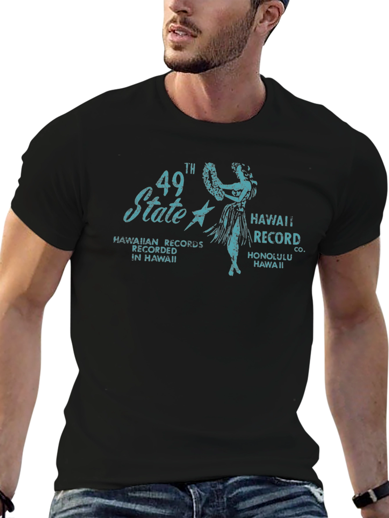 49th State Hawaiian Records Graphic T-Shirt