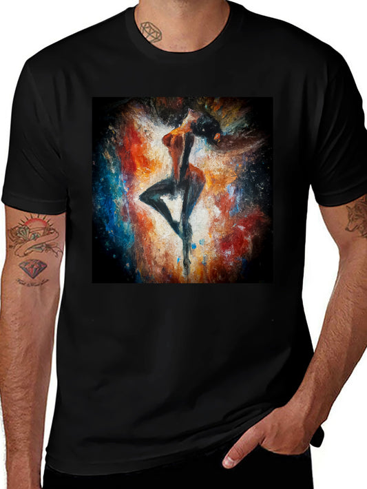 Abstract Dancer Graphic Tee - Soft Black T-Shirt