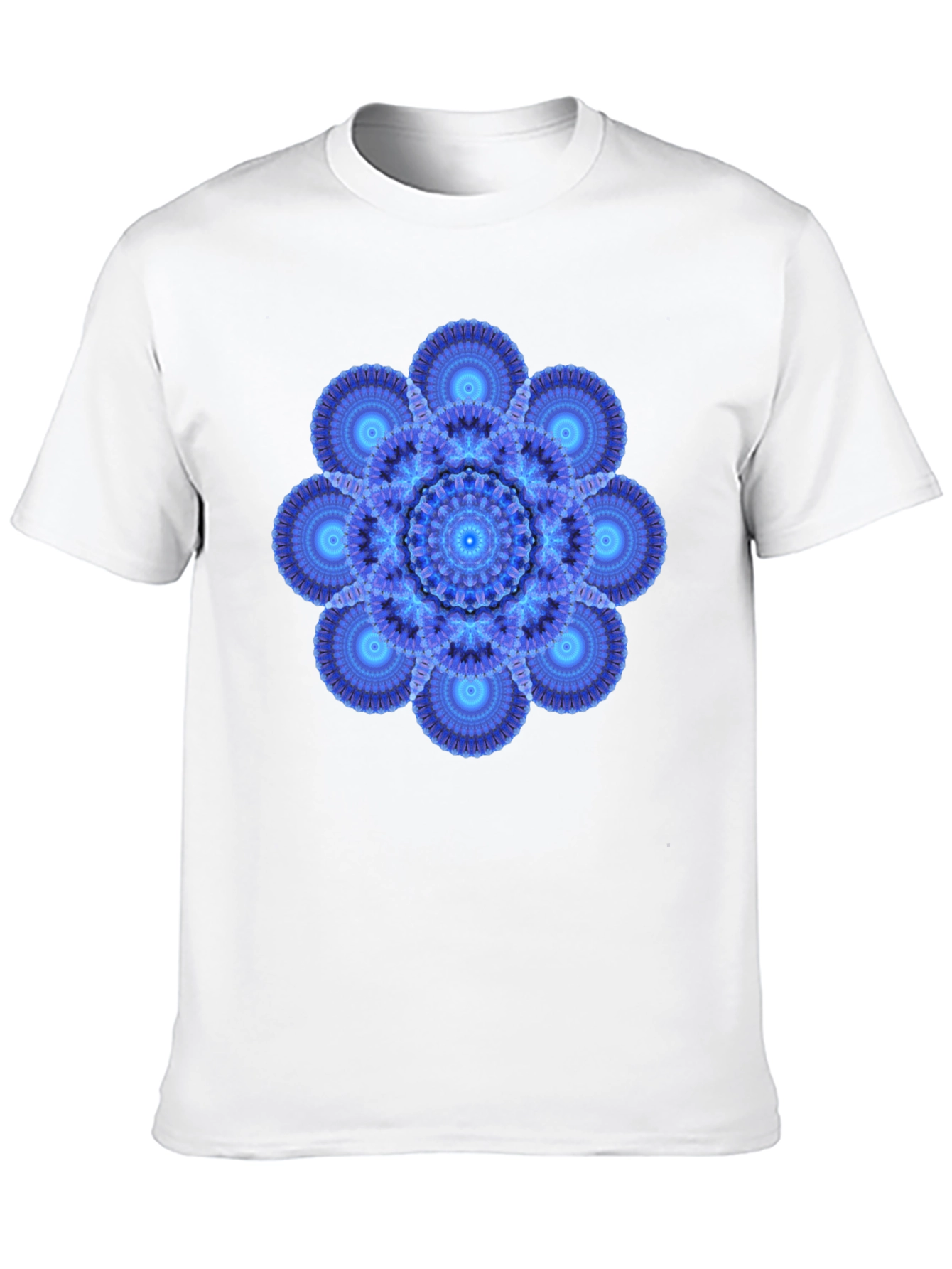 Blue Mandala Graphic Print Black T-Shirt