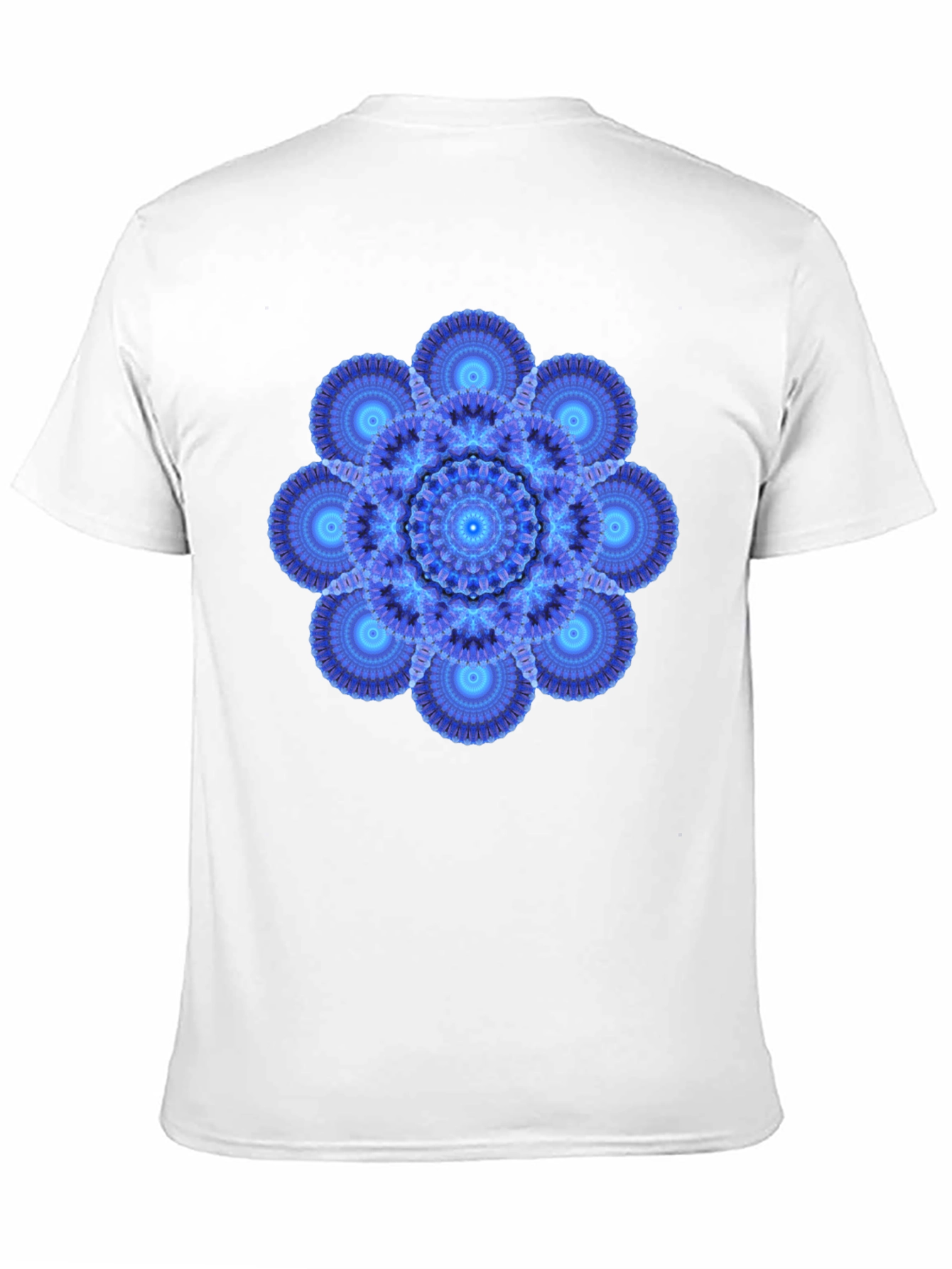 Blue Mandala Graphic Print Black T-Shirt