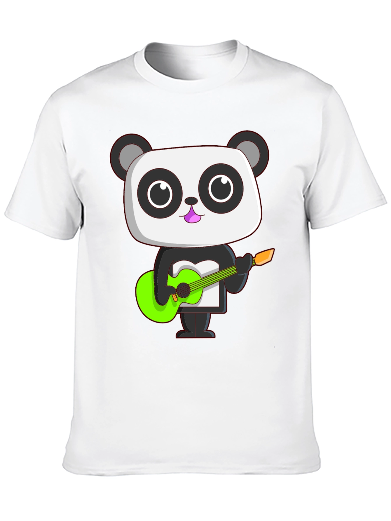 Panda Guitarist Graphic Tee - Black Cotton T-Shirt
