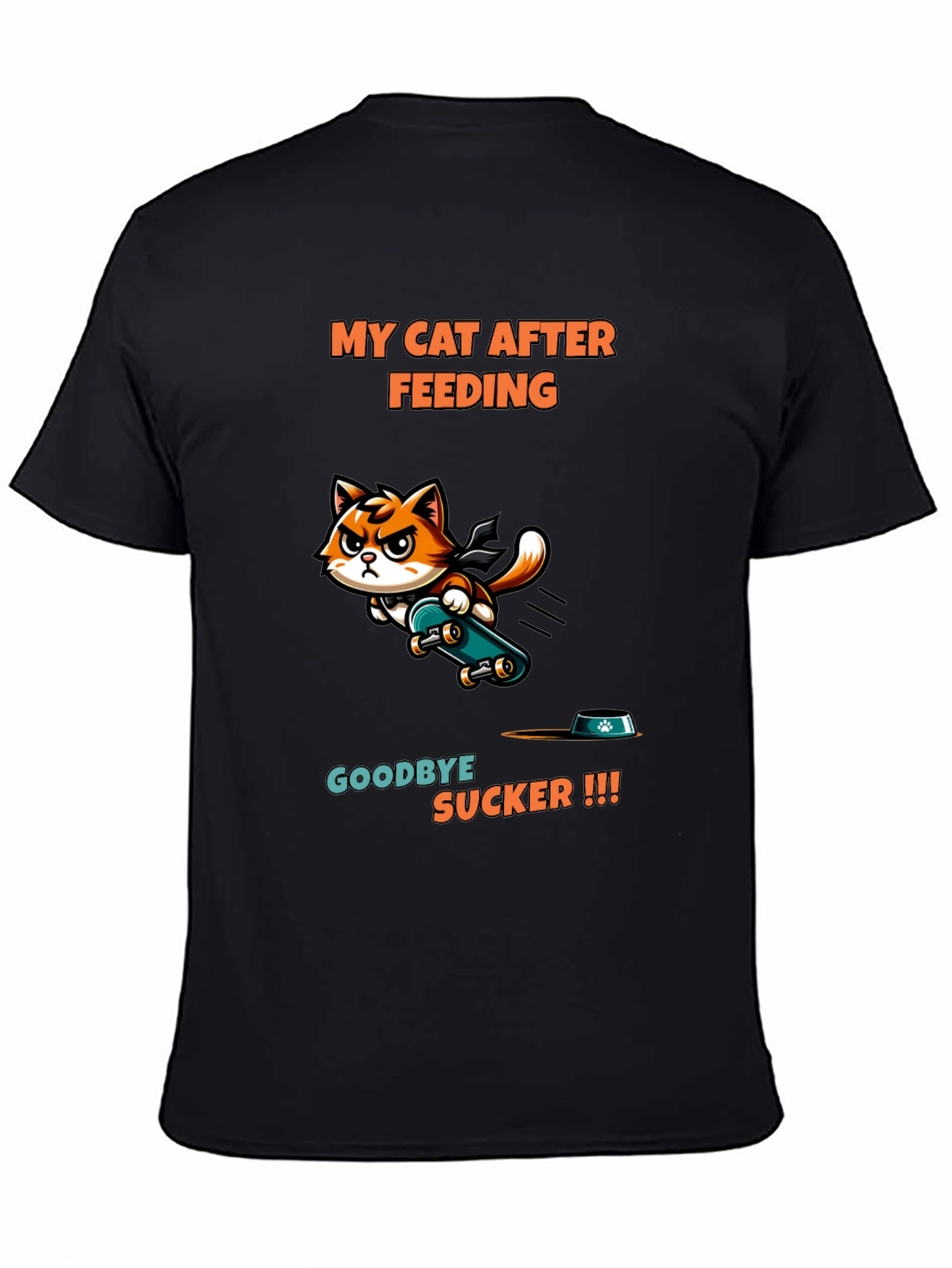 My Cat After Feeding Black T-Shirt