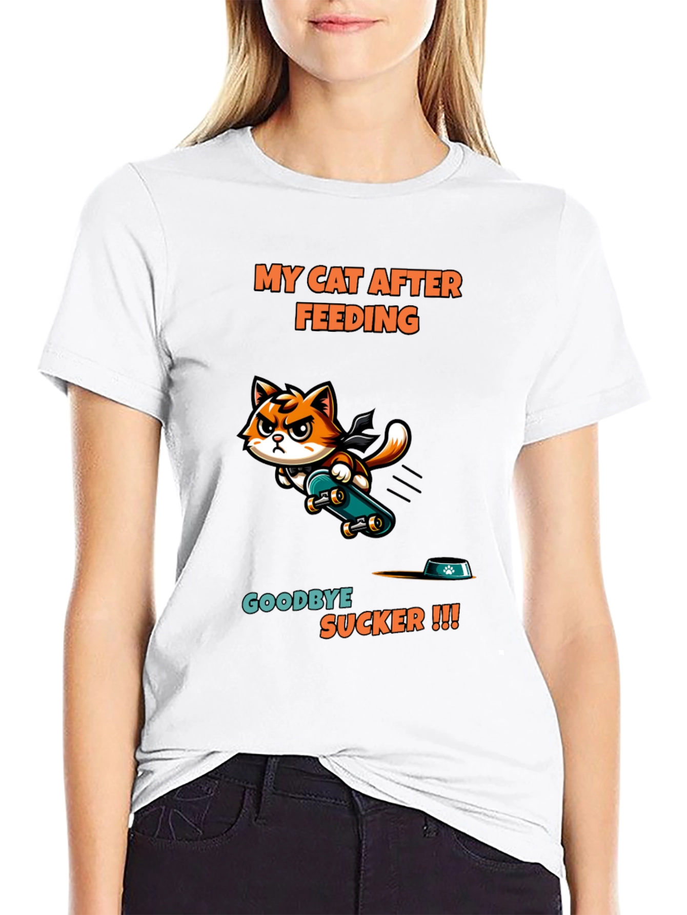 My Cat After Feeding Black T-Shirt