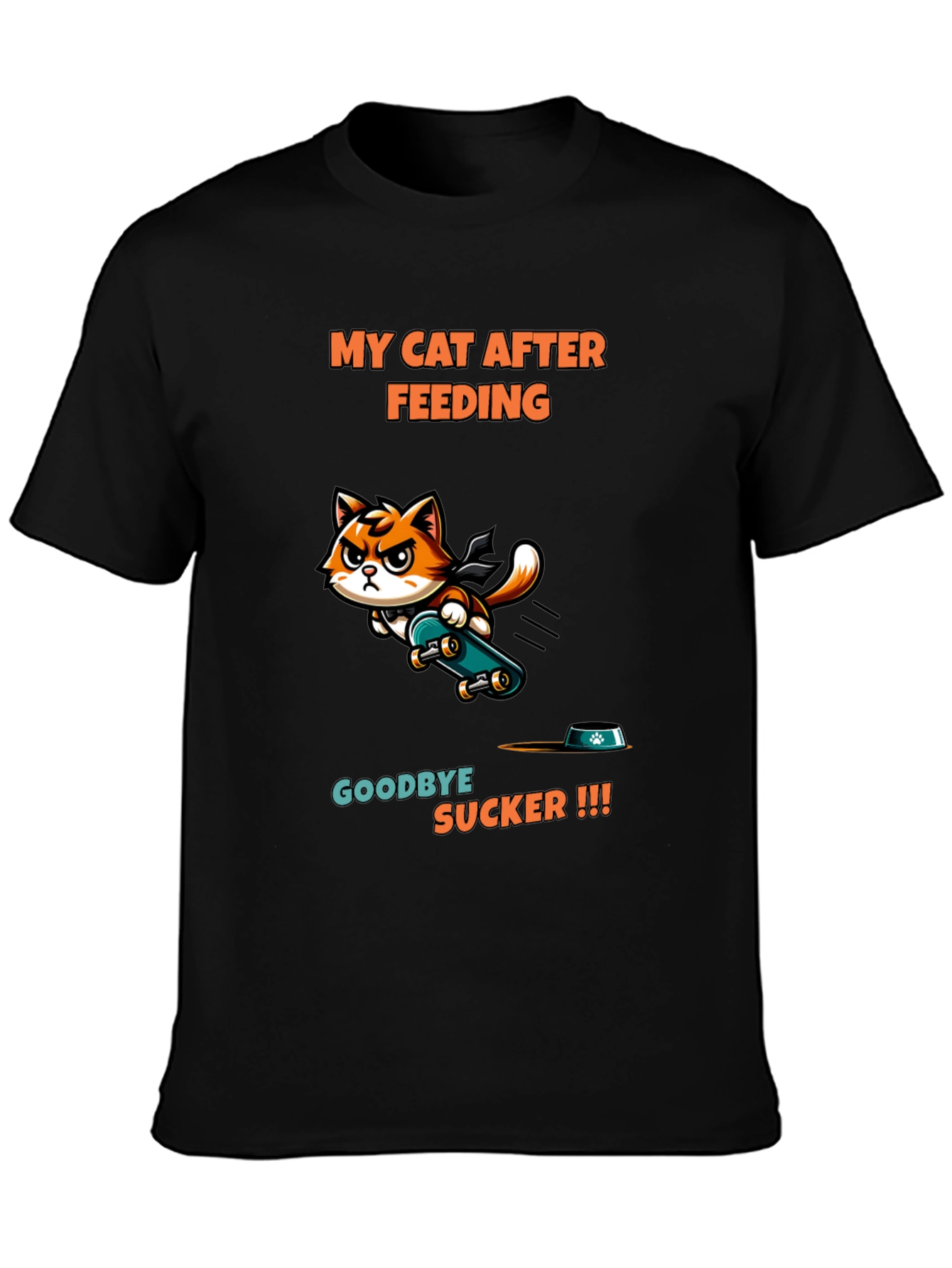 My Cat After Feeding Black T-Shirt