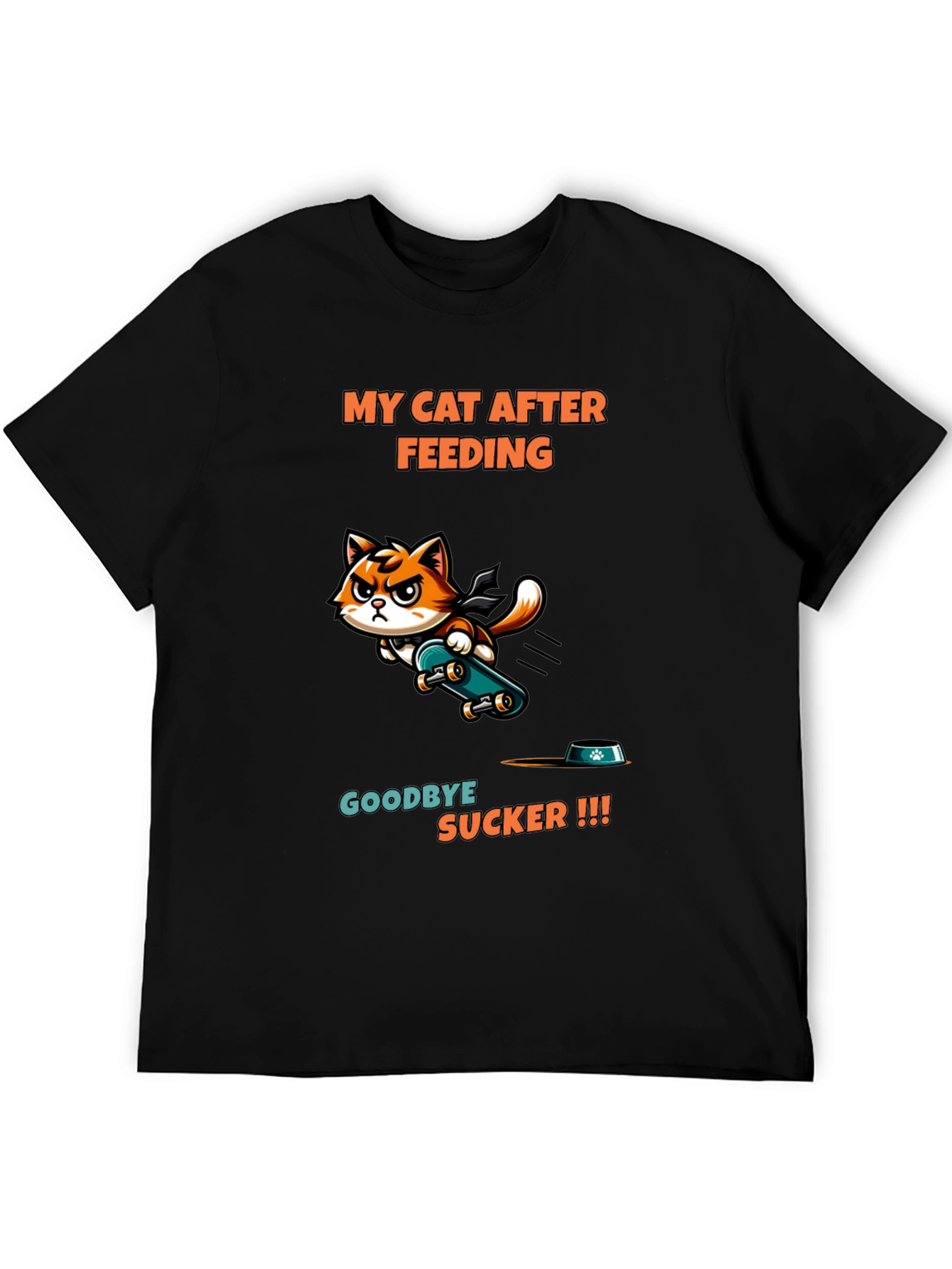 My Cat After Feeding Black T-Shirt