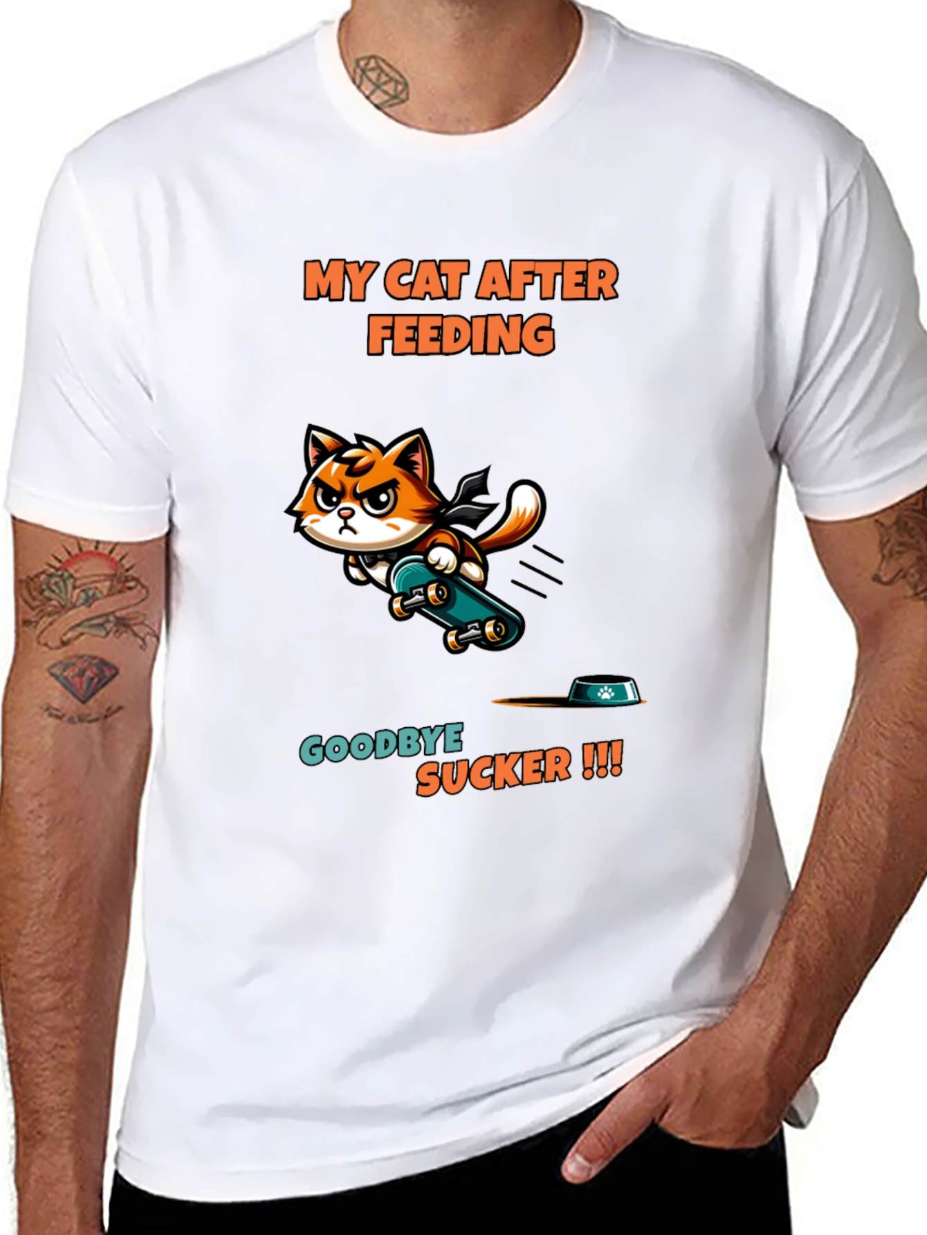 My Cat After Feeding Black T-Shirt