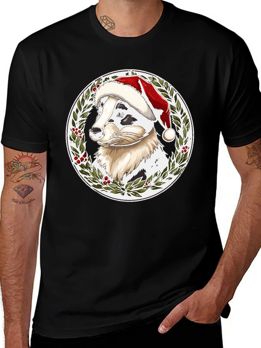 Festive Dog Santa Hat T-Shirt