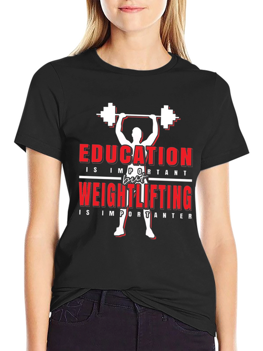 Education vs Weightlifting Graphic T-Shirt