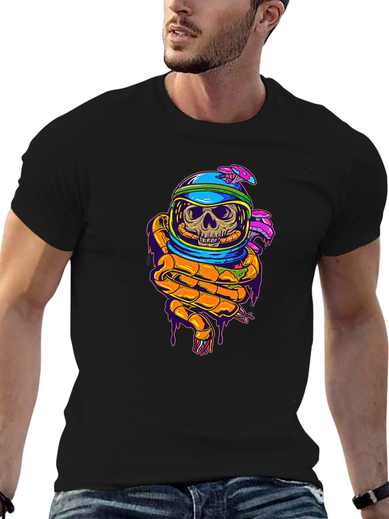 Skull in Space Helmet Graphic T-Shirt