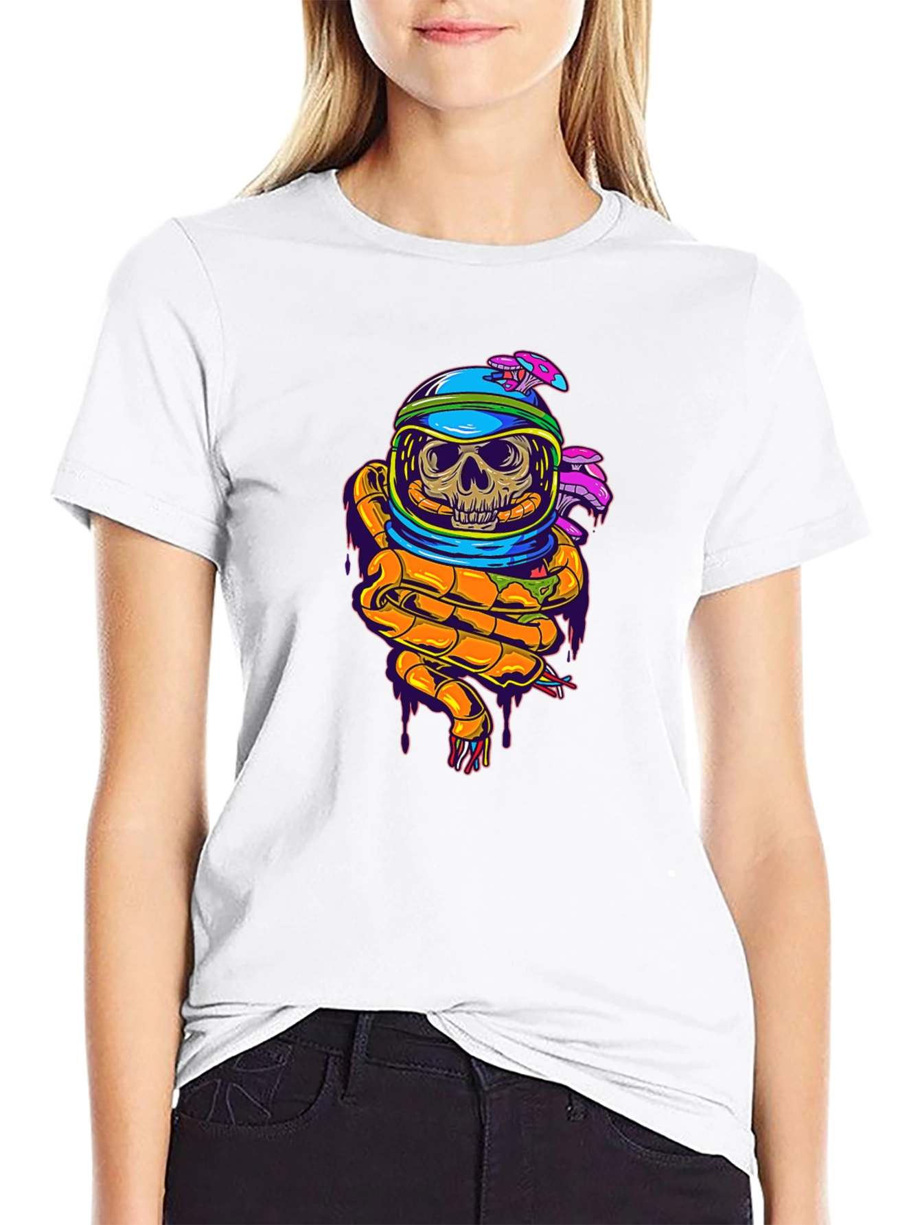 Skull in Space Helmet Graphic T-Shirt