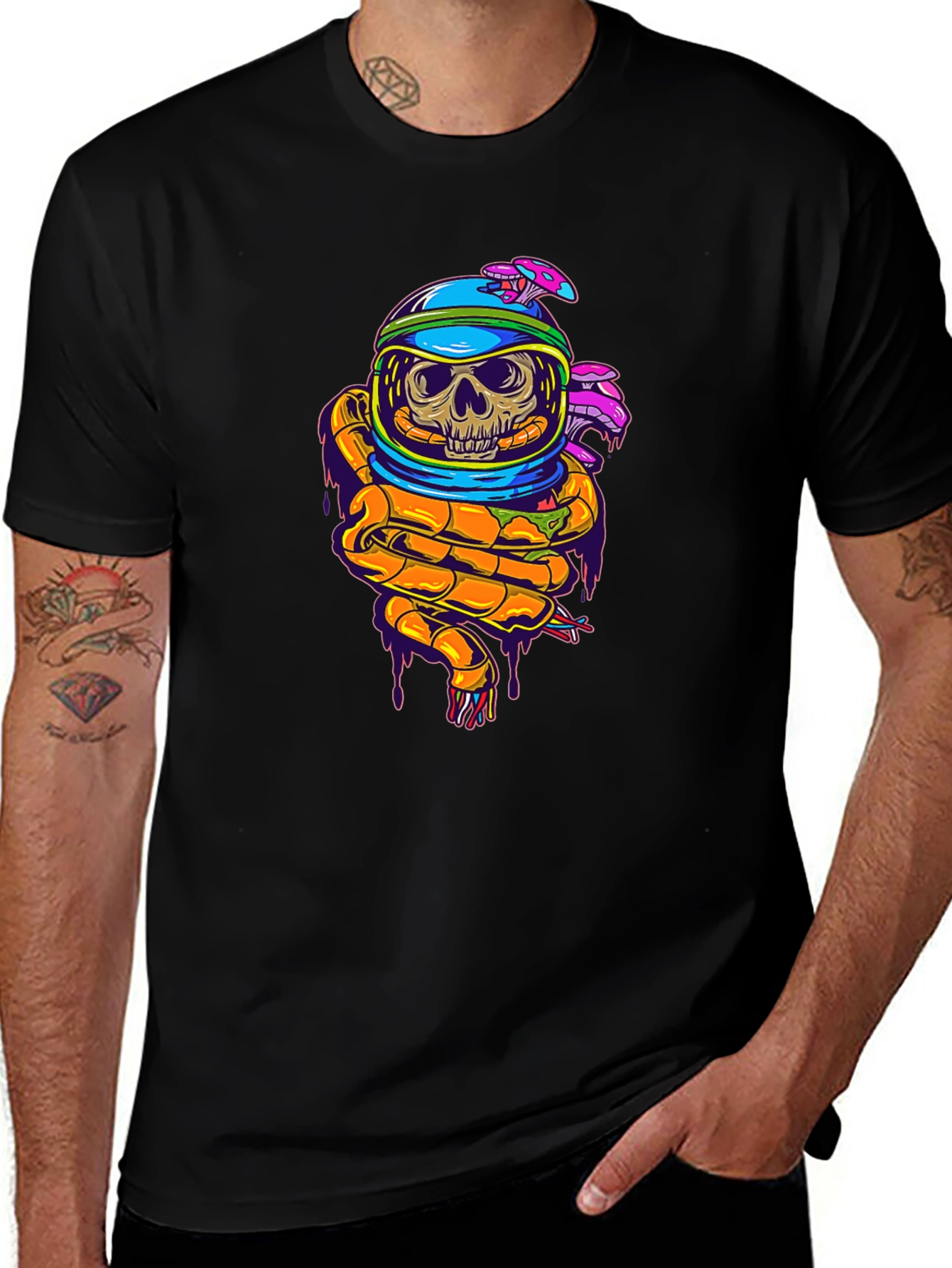 Skull in Space Helmet Graphic T-Shirt