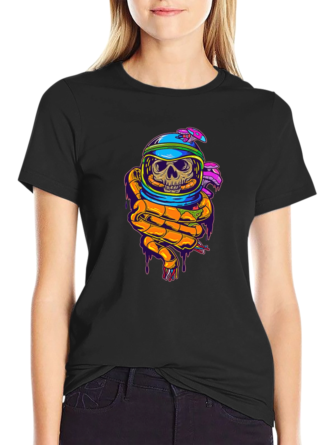 Skull in Space Helmet Graphic T-Shirt