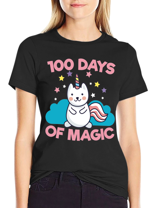 100 Days of Magic Unicorn Cat T-Shirt
